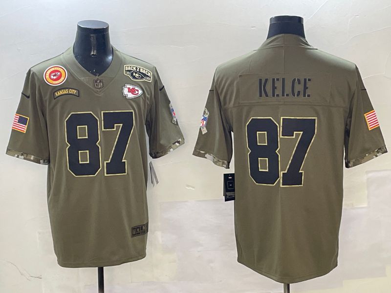 Men Kansas City Chiefs #87 Kelce Green Nike 2025 Salute to Service Limited NFL Jersey style 5->kansas city chiefs->NFL Jersey